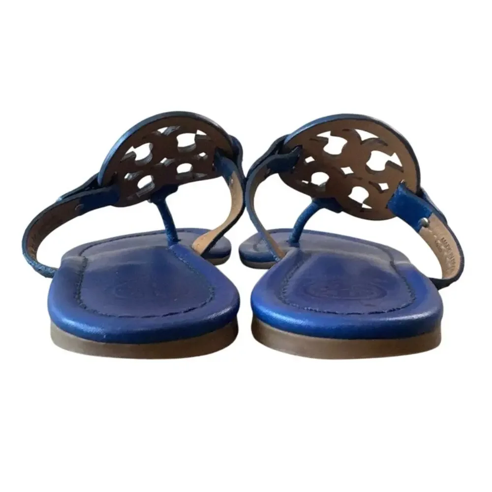 Tory Burch Miller Laguna Blue Snake Embossed Sandals 7.5